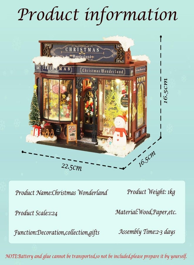 CUTEROOM Miniature House Kits for Adults, Mini Dollhouse Wooden Furniture Kit, DIY Craft Kits Creative Room Tiny House for Decoration- Christmas Wonderland - Image 2